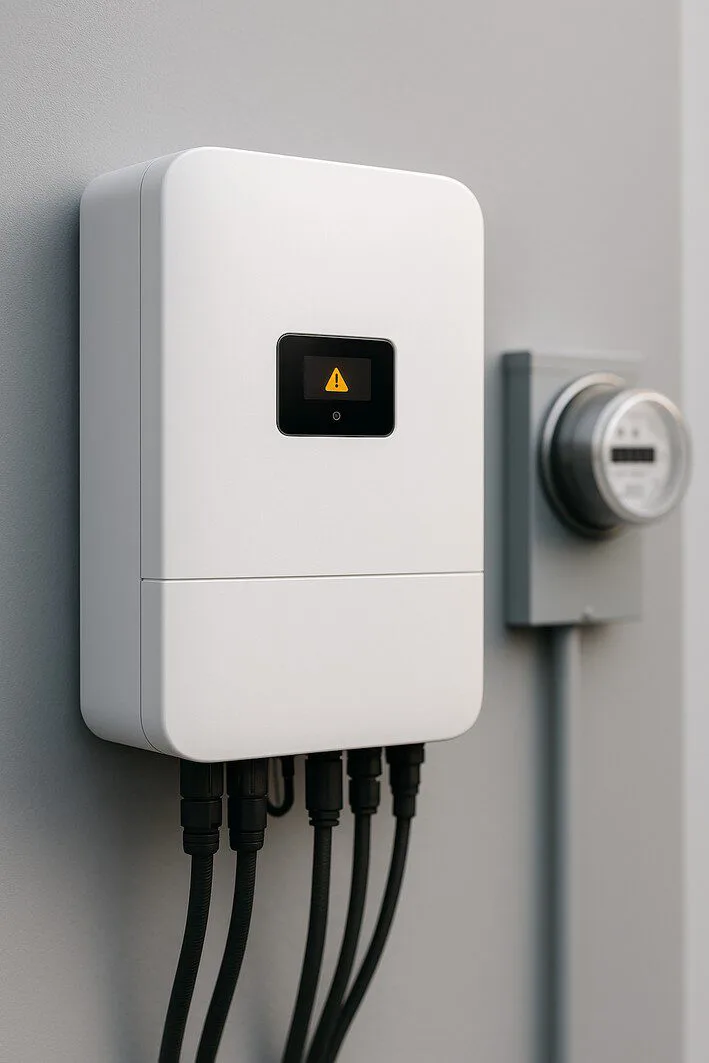 To illustrate a critical, technical point of failure in a solar system: a faulty inverter.