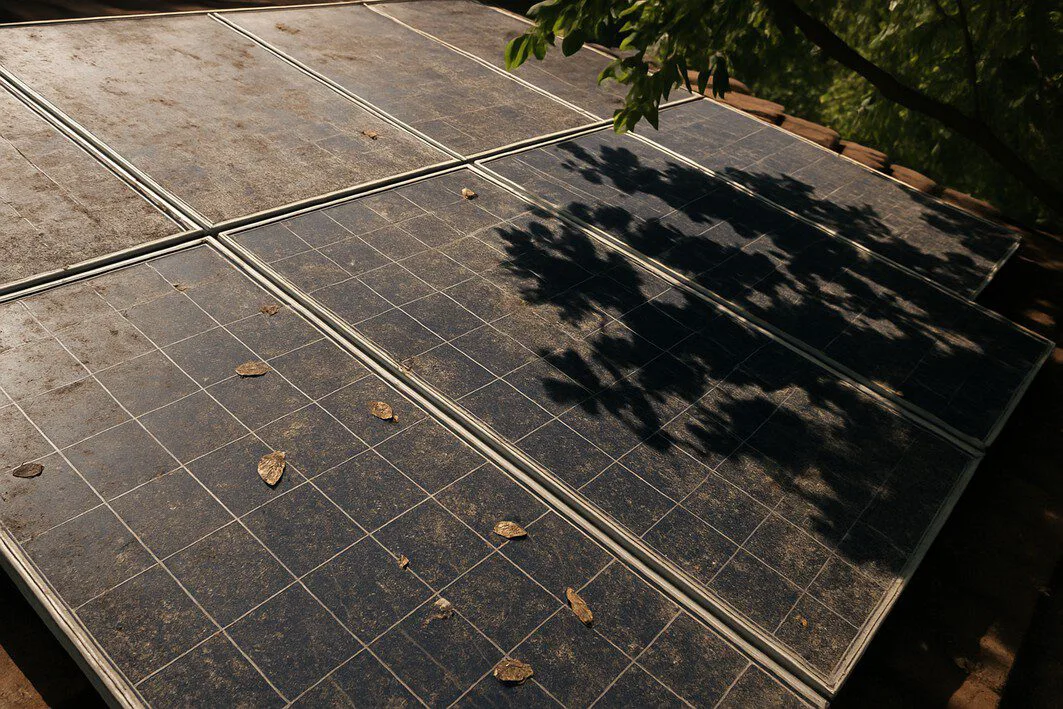 To illustrate the common problem of system underperformance due to dirty panels and new shading, as mentioned in the article.