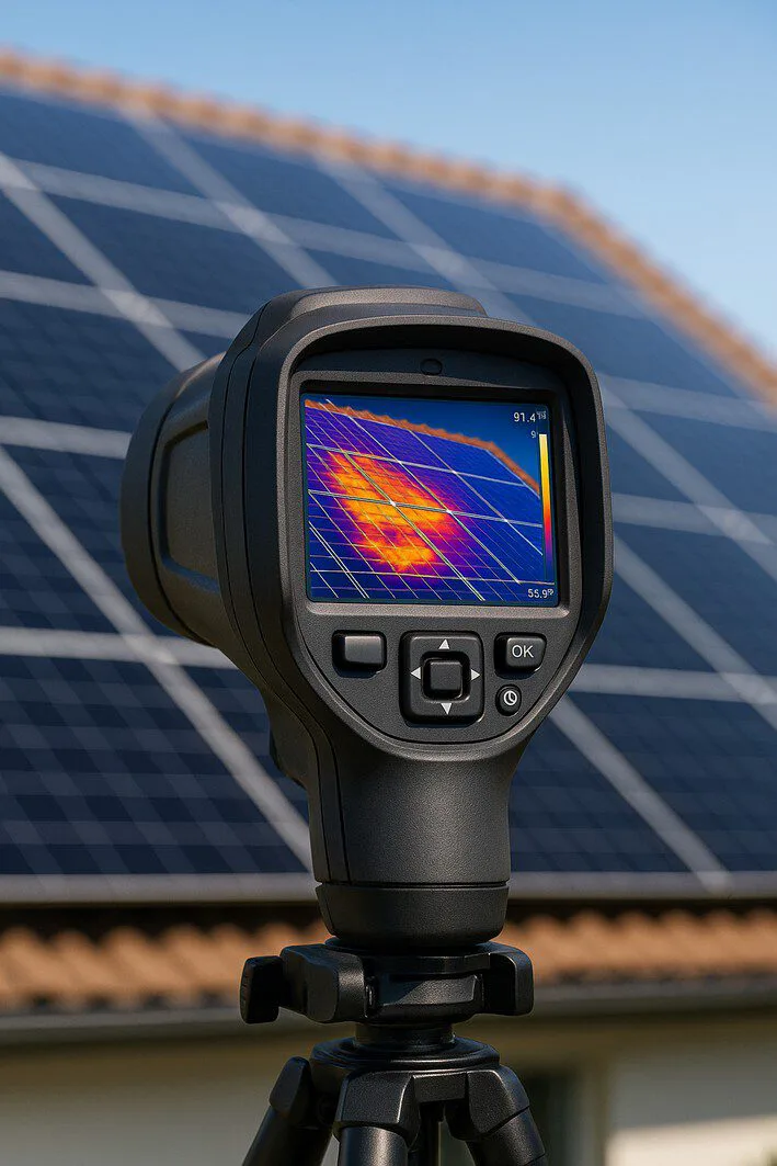 To showcase the advanced technology and thoroughness of professional solar maintenance, such as using thermal imaging for system diagnostics.