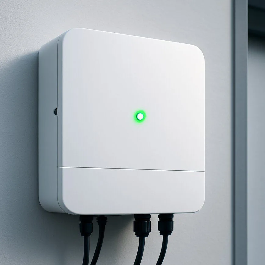 To visually represent a successful repair and a system that is back online, focusing on the inverter, the 'brain' of the system.