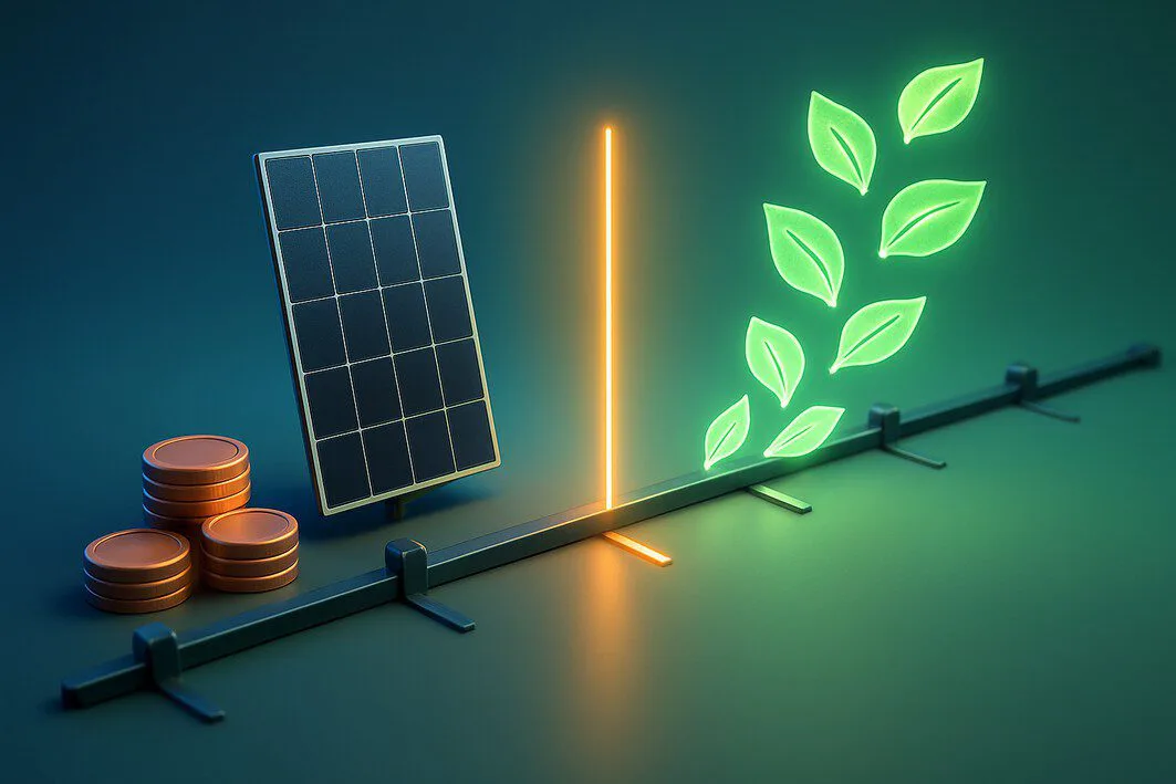 To visually illustrate the concept of the 'payback period' where the initial investment in solar panels turns into pure profit.