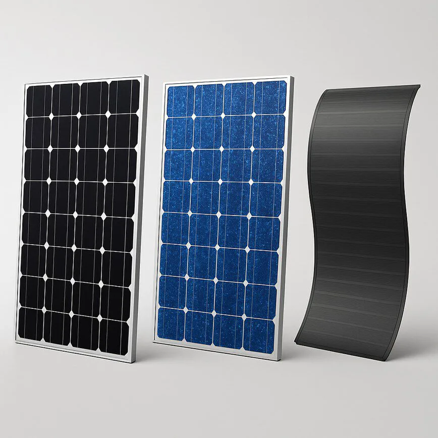 To visually differentiate the three main types of solar panels discussed in the article: monocrystalline, polycrystalline, and thin-film.