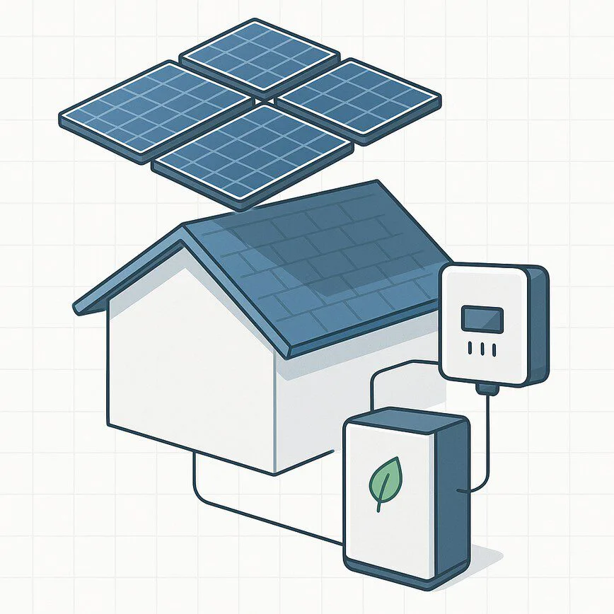 To illustrate the key components of a complete home solar system, including the panels, inverter, and battery storage, as described in the article.